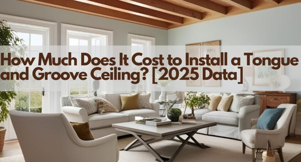 Wood tongue and groove ceiling with natural finish.