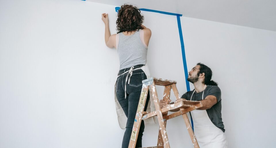Modern living room after a simple home remodel with neutral tones and cozy lighting.