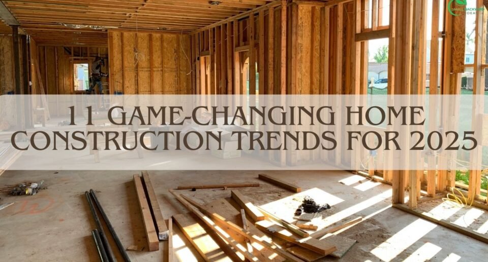 Home construction trends, Modern home exterior showcasing 2025 construction trends like smart features, energy efficiency, and eco-friendly design
